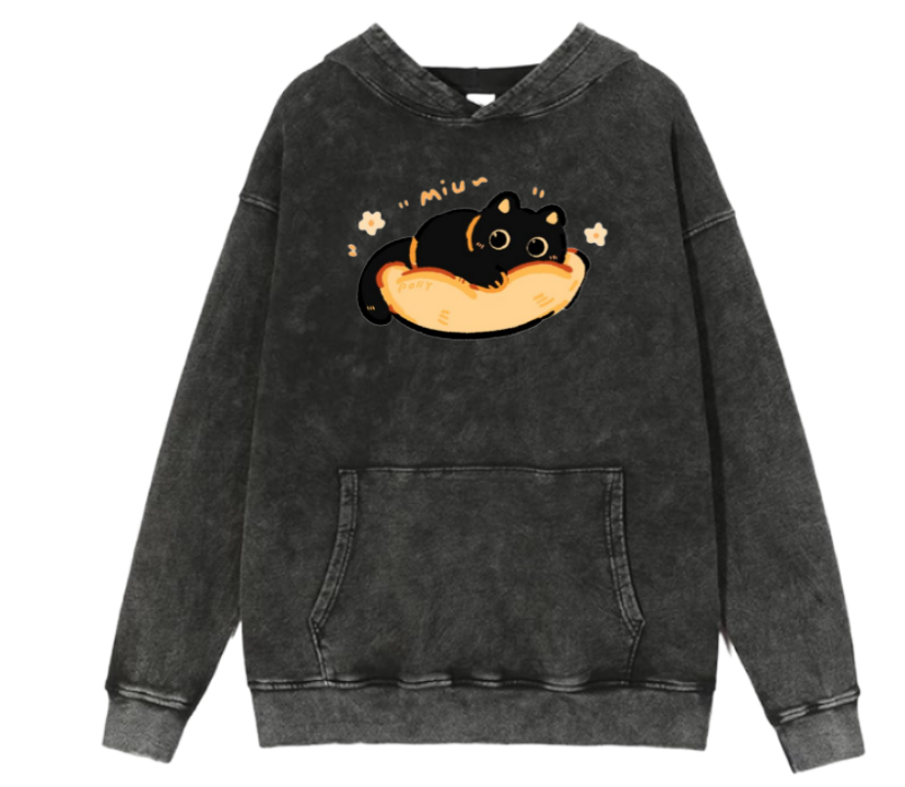 cat Oversize Hoodie Washed 109