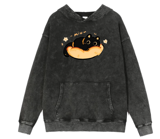 cat Oversize Hoodie Washed 109