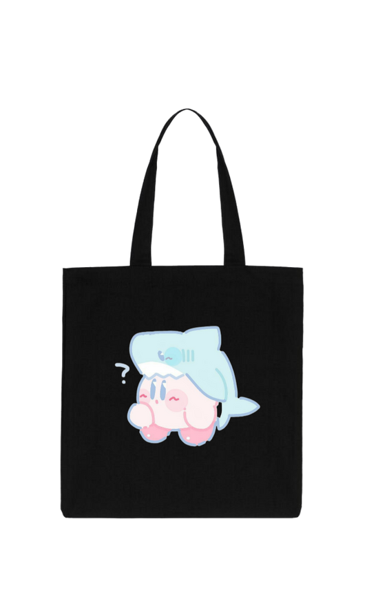 Kawaii Cute Kirby Black Canvas Tote Bag, Aesthetic Anime Character Reusable Shopping Bag, Large Grocery Bag, Book Tote for Women and Girls 10