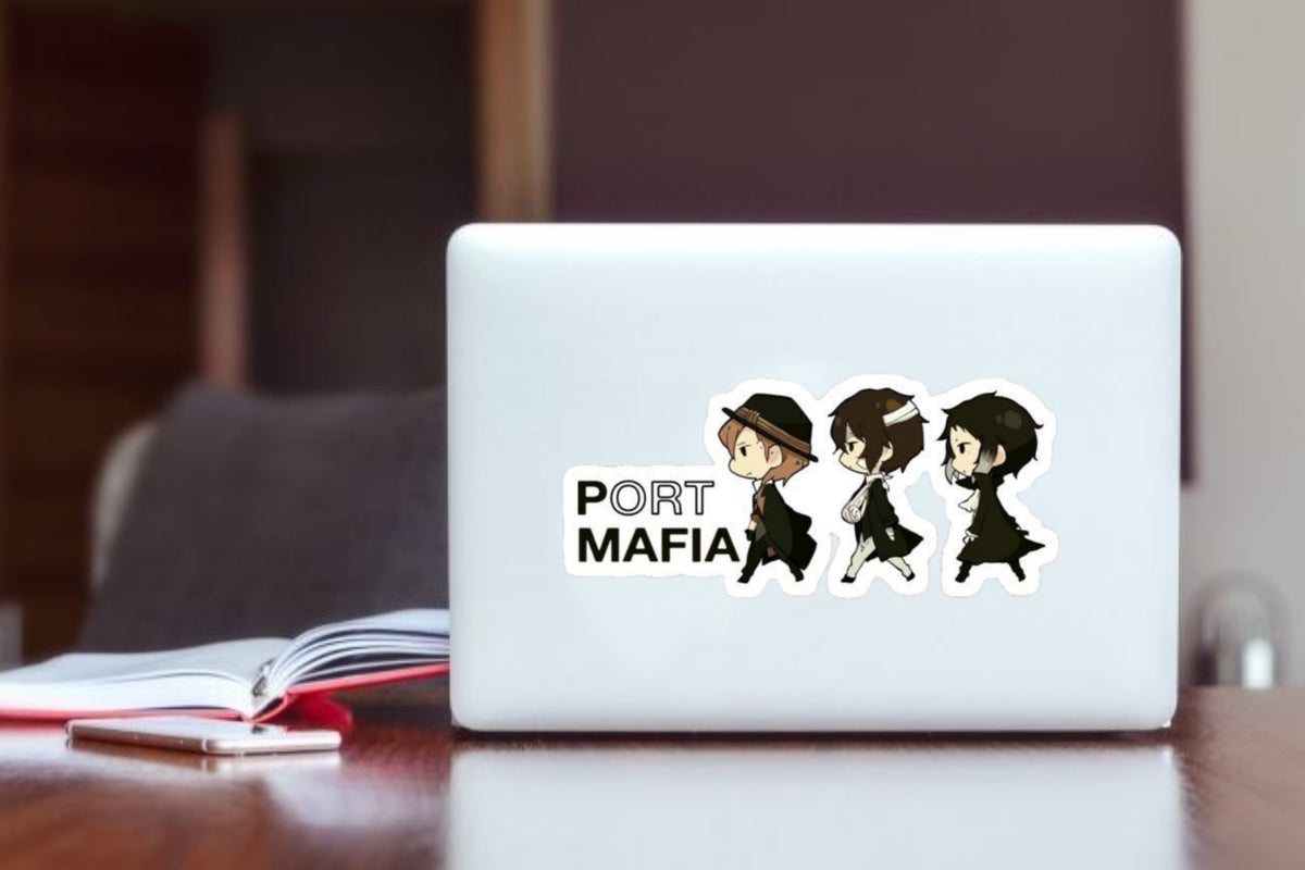Bungo Stray Dogs Port Mafia Sticker - Dazai, Chuya, Akutagawa Anime Chibi Vinyl Decal for Laptop, Water Bottles, Phone Case, Cute Waterproof BSD Anime Merchandise