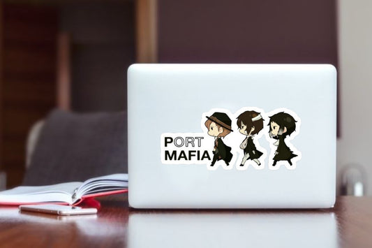 Bungo Stray Dogs Port Mafia Sticker - Dazai, Chuya, Akutagawa Anime Chibi Vinyl Decal for Laptop, Water Bottles, Phone Case, Cute Waterproof BSD Anime Merchandise