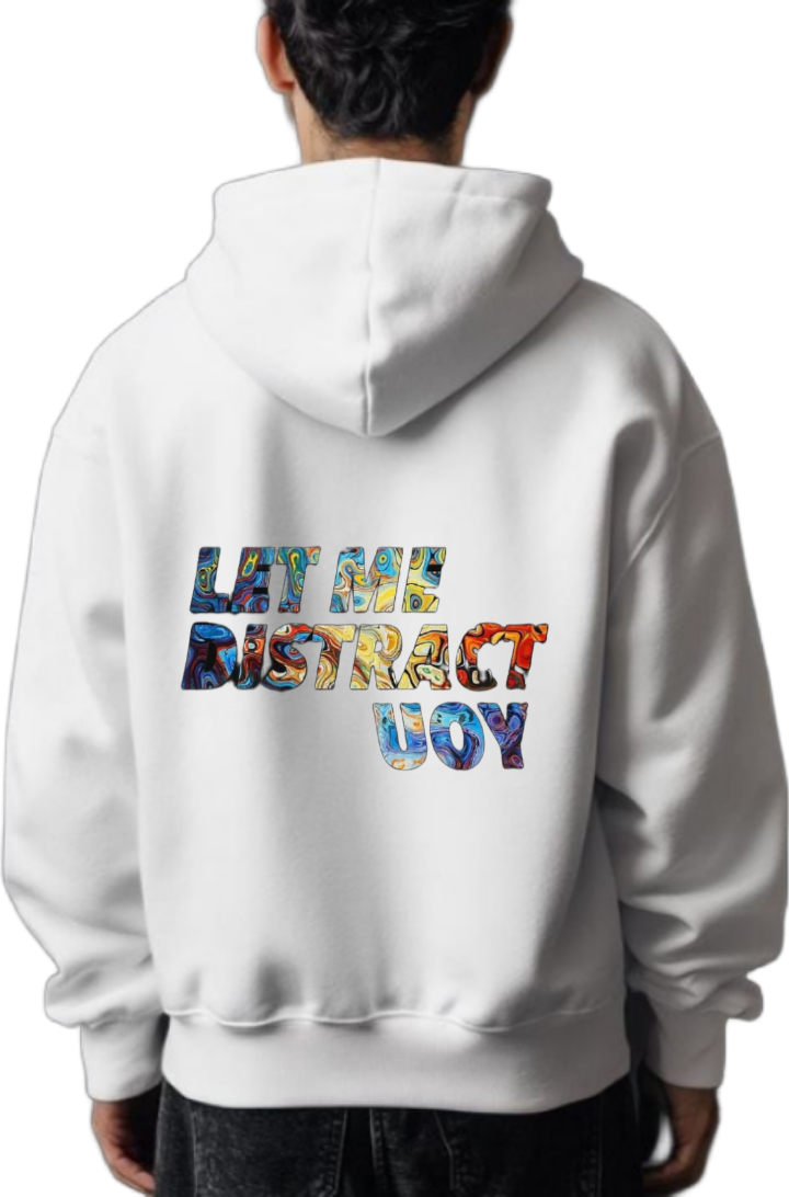 LAT ME DISTRACT One Size hoodie White Back 10