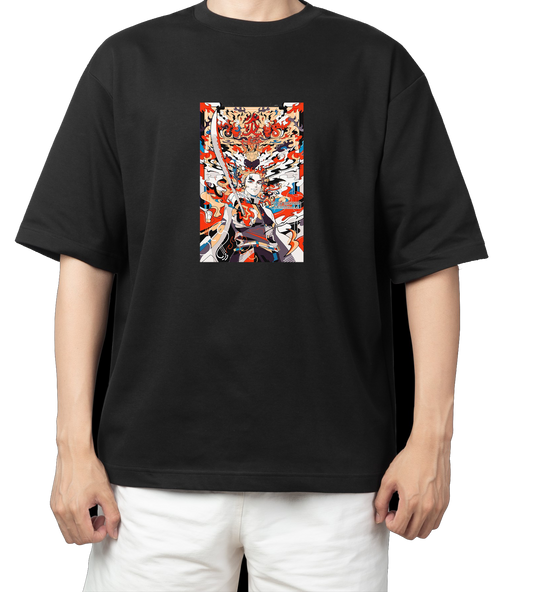 Anime Demon slayer nezuko tanjiro t- shirt Oversize Black 10