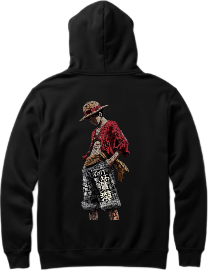Monkey D. Luffy Over Size hoodie Black Back 91