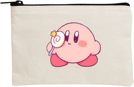 Kawaii Cute Kirby Canvas Makeup Pouch, Aesthetic Pink Anime Character Small Zipper Makeup Bag, Pencil Case, Travel Toiletry Pouch for Women and Girls 9