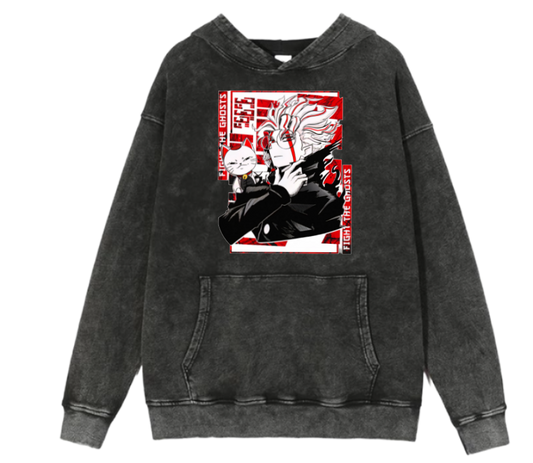 RANDOM ANIME GIRL Oversize  Hoodie Washed gray 10