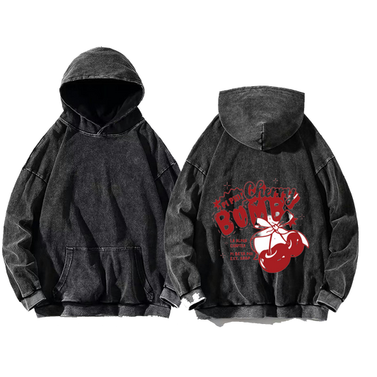 Cherry Bomb One Size hoodie Washed Back 10