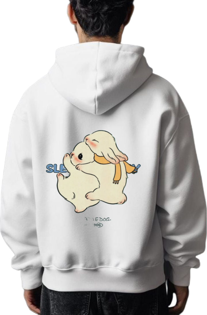Apple Dog Over Size hoodie White Back 61