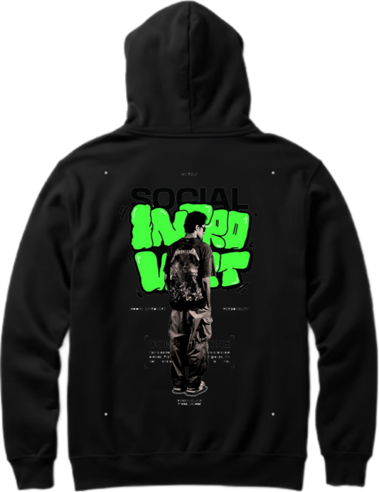 SOCIAL Over Size hoodie Black Back 107
