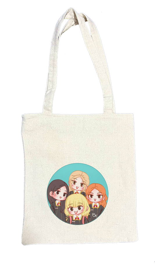 Black pink tote bag beige 9