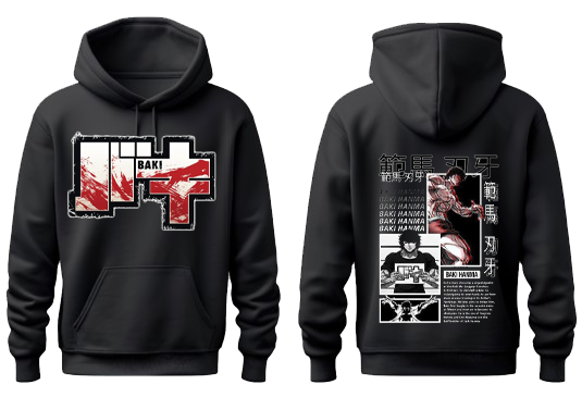 Anime baki oversize hoodie Black Back 19