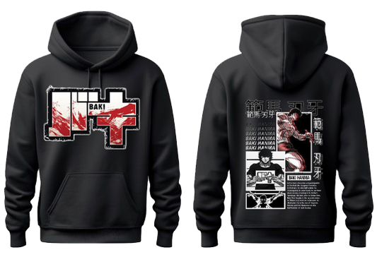 Anime baki oversize hoodie Black Back 19