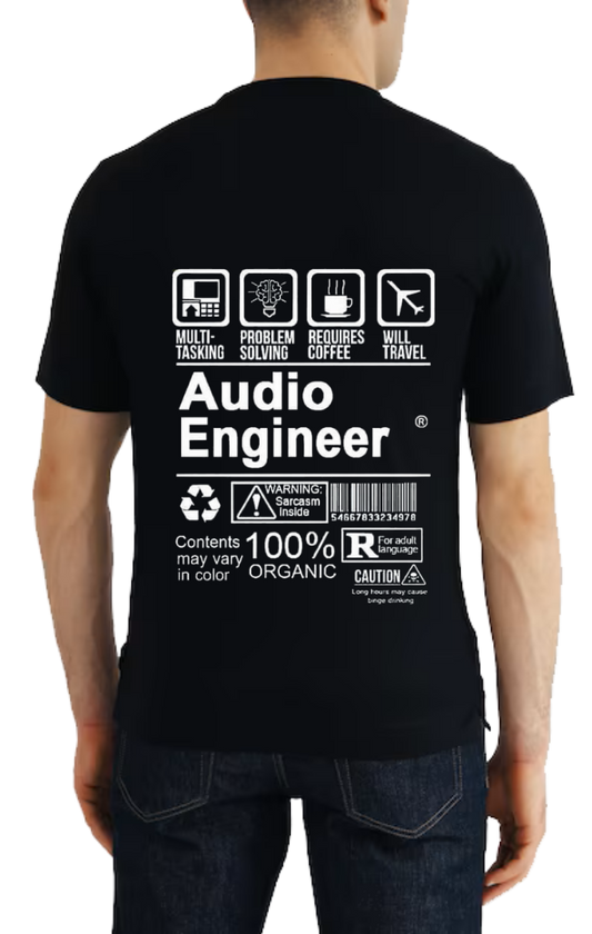 Audio Engineer Back text One Size t- shirt Black Back 124