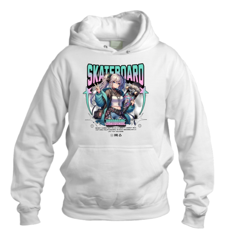 RANDOM ANIME GIRL Oversize  Hoodie White 10