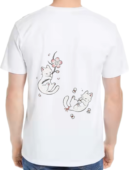 Cute Cat t- shirt One Size White back 10