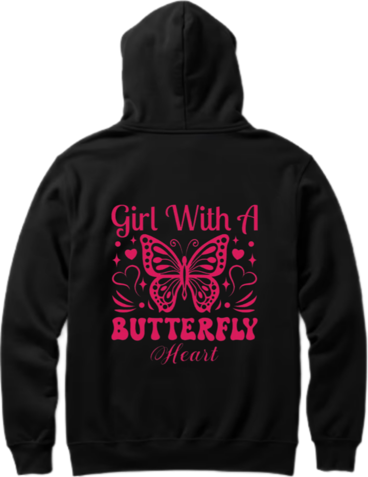butterflies Oversize Hoodie Black Back 10