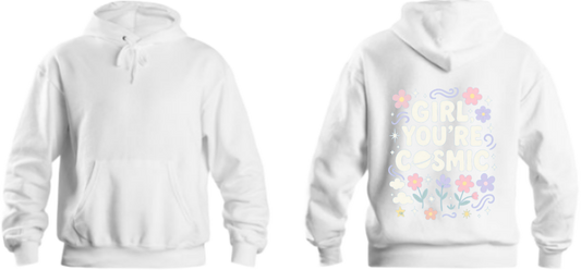 GIRL YOU'RE COSMIC One Size hoodie White Back 10