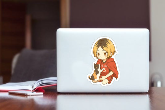 "Haikyuu Kenma Kozume Anime Sticker, Waterproof Vinyl Cat Decal for Laptop, Water Bottle, Hydro Flask, Skateboard, Luggage, Kawaii Volleyball Anime Merchandise Gifts