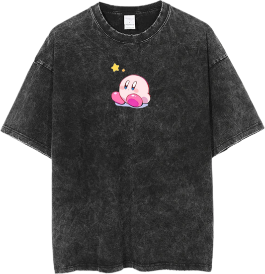 Vintage Washed Kirby Anime Graphic T-Shirt, Kawaii Y2K Aesthetic Grunge Tee, Casual Oversized Short Sleeve Top 10