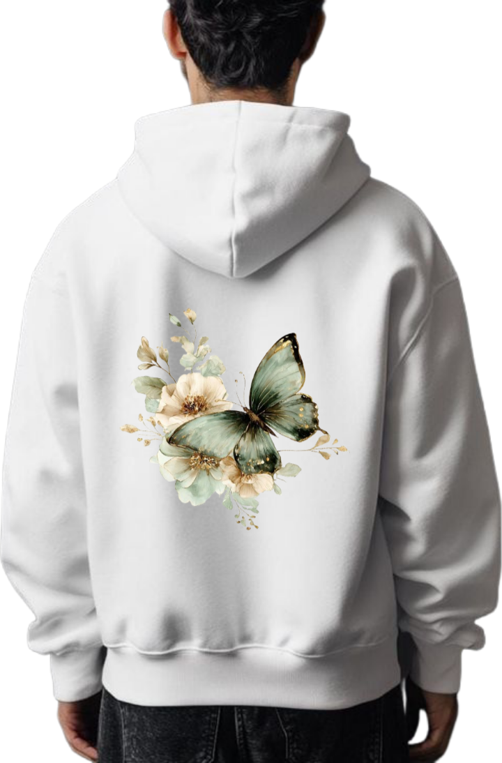 butterflies Oversize Hoodie White Back 10