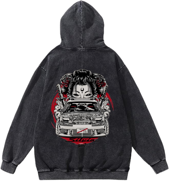 Nissan Silvia S15 Over Size hoodie Washed Back 30