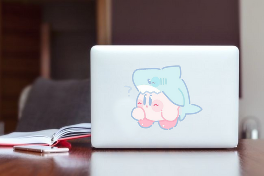 Kawaii Kirby Laptop Sticker, Cute Pink Anime Character Vinyl Decal for MacBook, Waterproof Aesthetic Decal for Water Bottle, Tablet, and Notebook 10