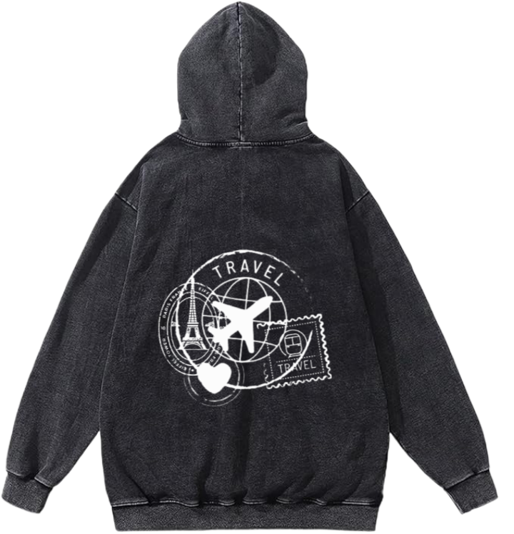 travel travellar Oversize Hoodie Washed gray Back 11