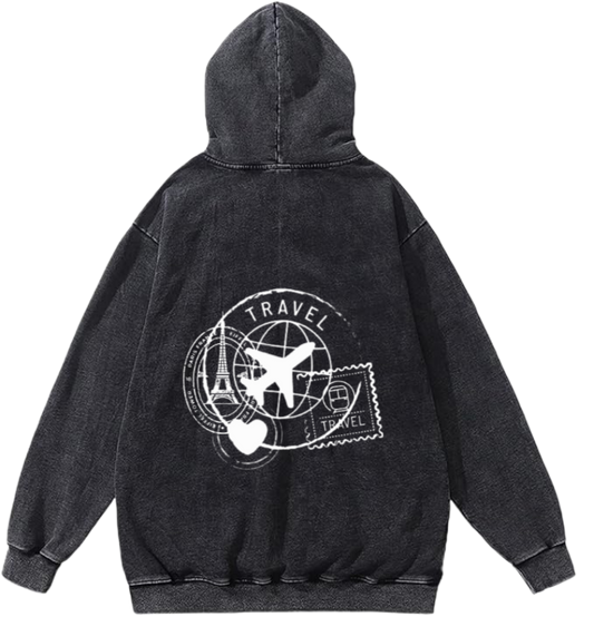 travel travellar Oversize Hoodie Washed gray Back 11