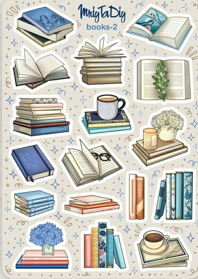 Book Lover Aesthetic Stickers Pack, Cute Reading, Stack of Books, Coffee, and Cozy Library Waterproof Vinyl Decals for Journaling, Scrapbooking, Laptop, and Water Bottles