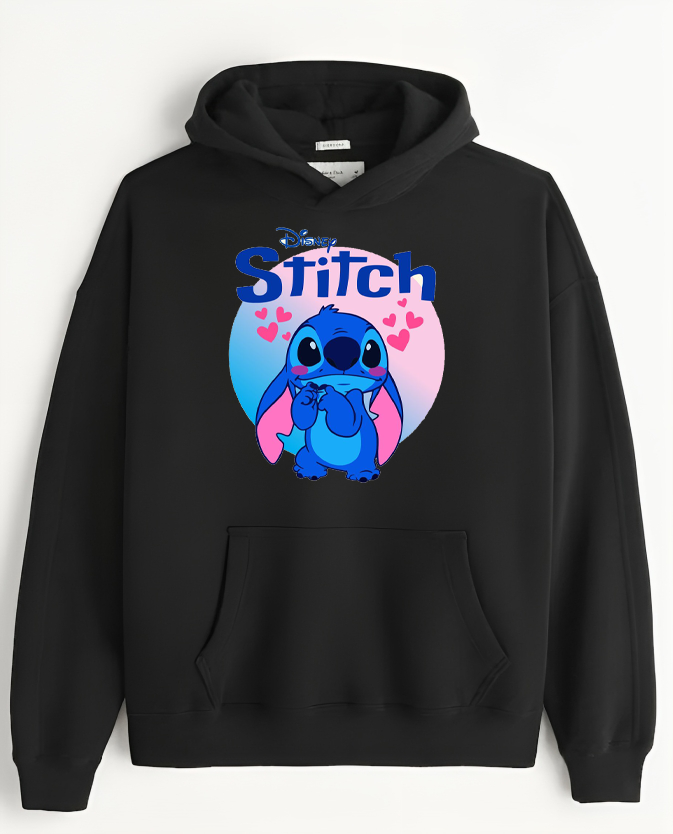 stitch Over Size hoodie Black 10