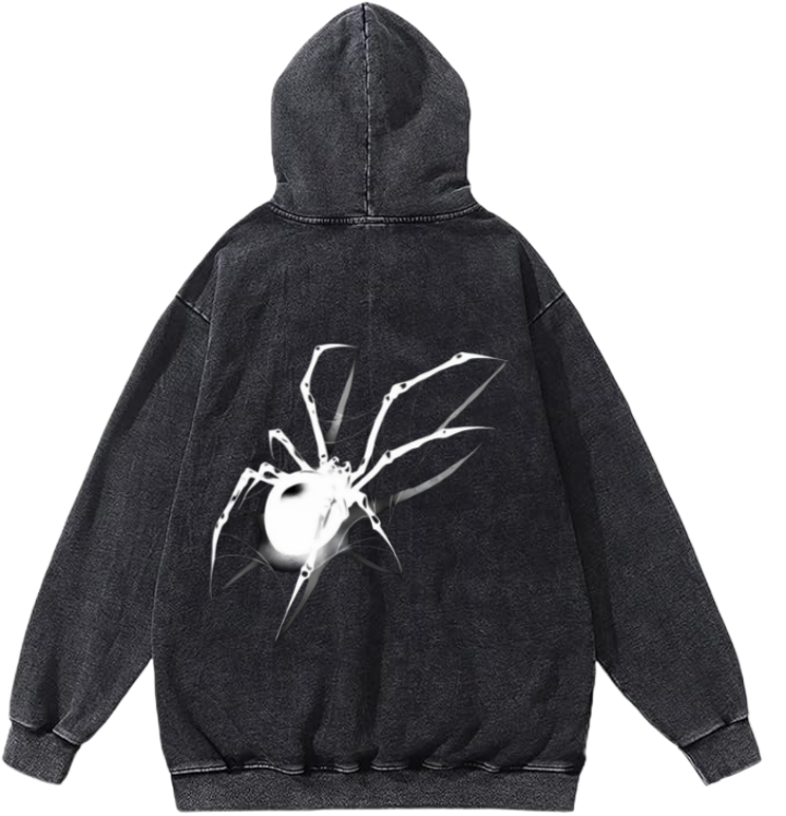 Goth Oversize  Hoodie Washed gray Back 10