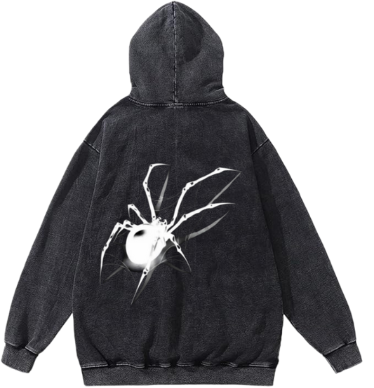 Goth Oversize  Hoodie Washed gray Back 10