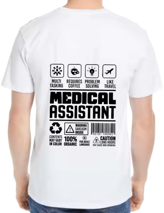 Medical Assistant Back text One Size t- shirt White Back 10