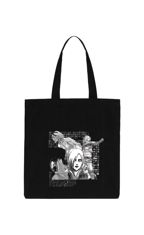 Anime Attack on titan shingeki no kyojin Aot Black tote bag 11