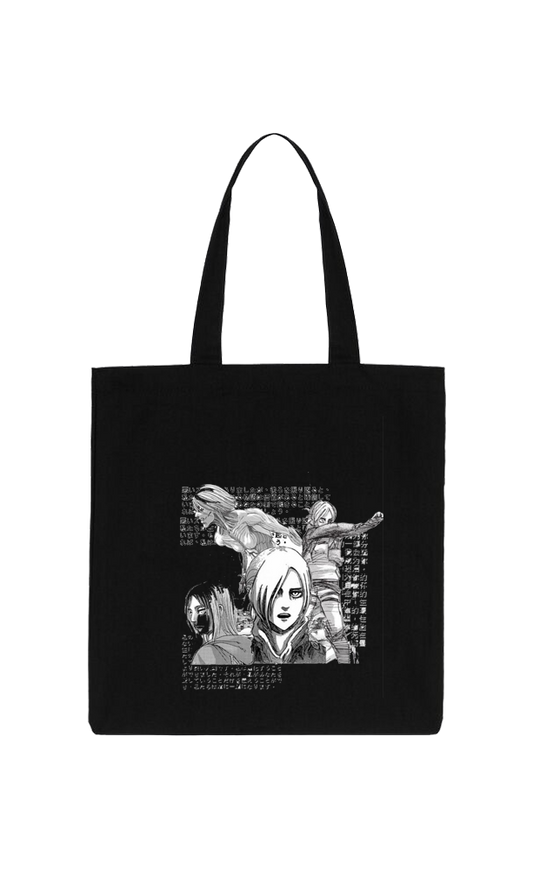 Anime Attack on titan shingeki no kyojin Aot Black tote bag 11