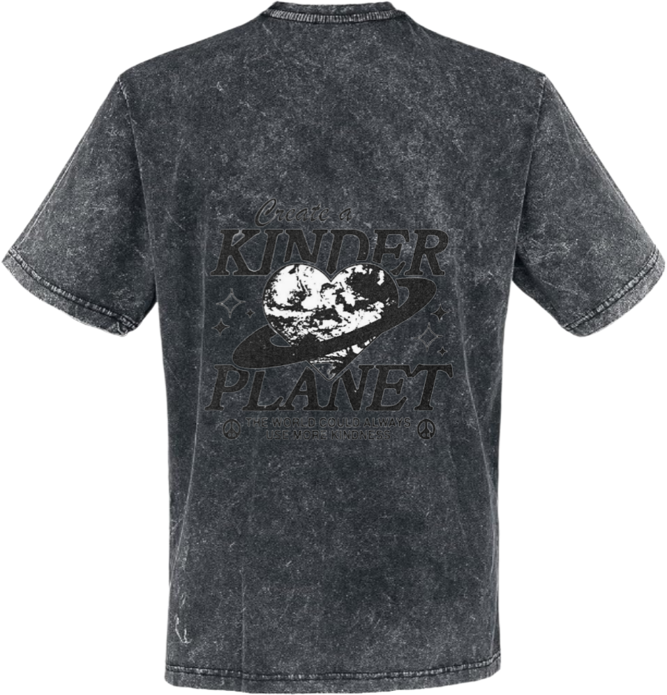 KINDER PLANET USE MORE KINDNESS t- shirt One Size Washed Back 110