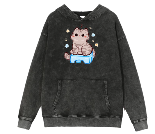 cat Oversize Hoodie Washed 110