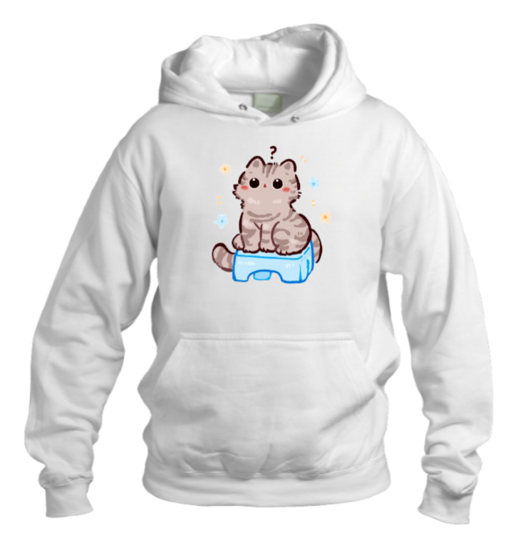 cat Oversize Hoodie White 110