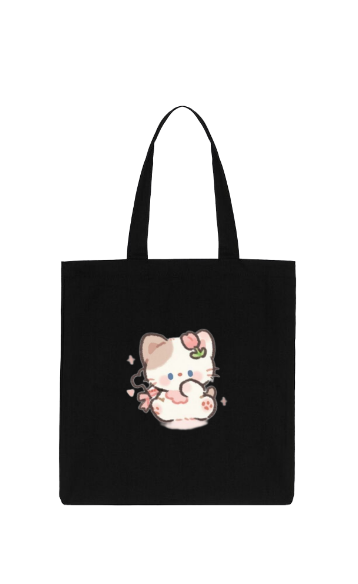 cat tote bag Black 111