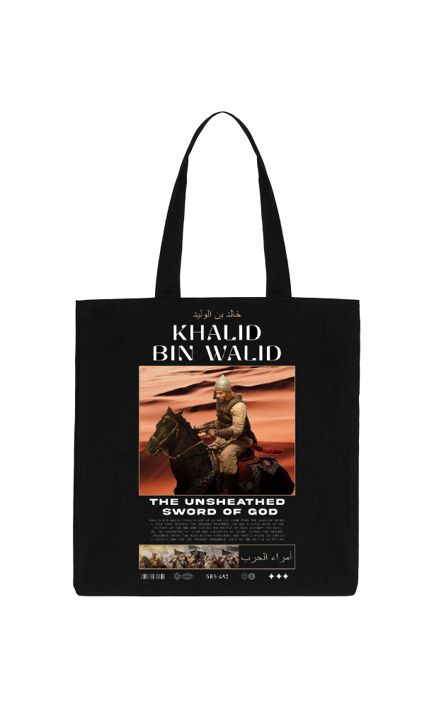 KHALID BIN WALID Back text tote bag Black 108
