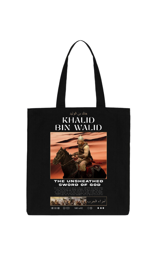 KHALID BIN WALID Back text tote bag Black 108