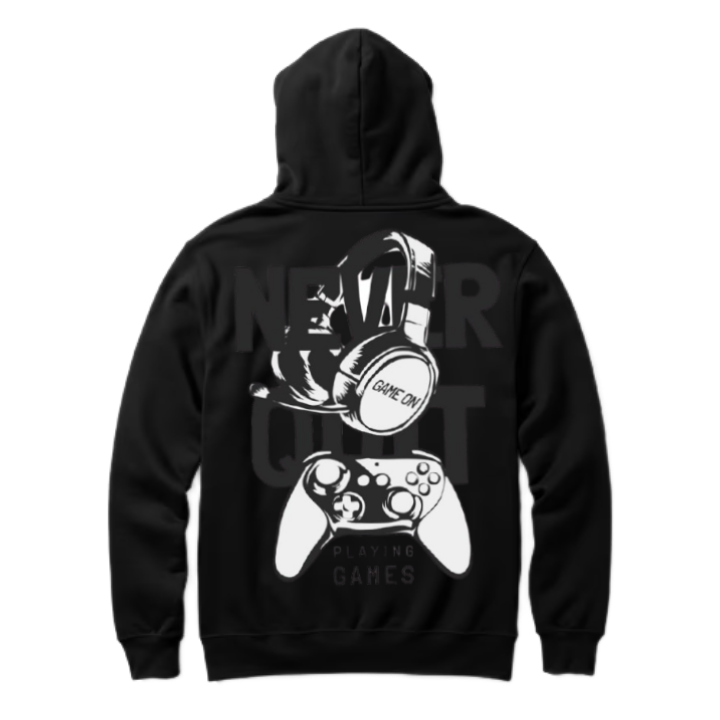 NEVER QUIT Back text oversize hoodie back 111
