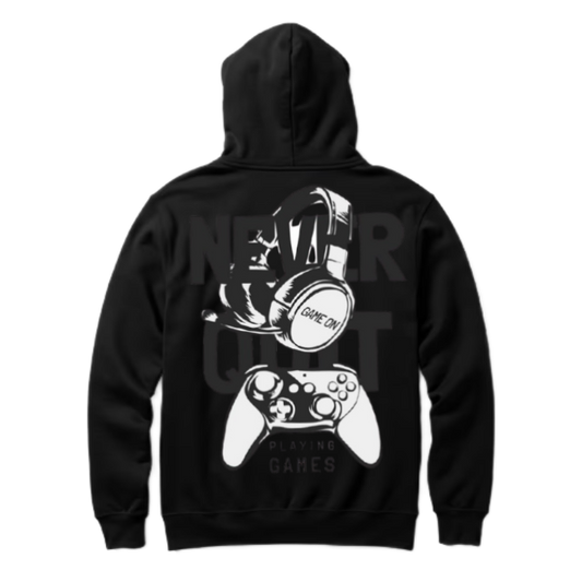 NEVER QUIT Back text oversize hoodie back 111
