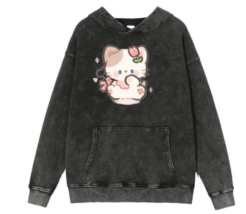 cat Oversize Hoodie Washed 111