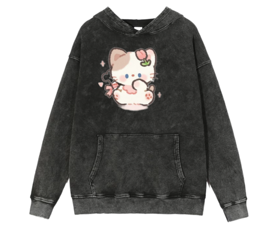 cat Oversize Hoodie Washed 111