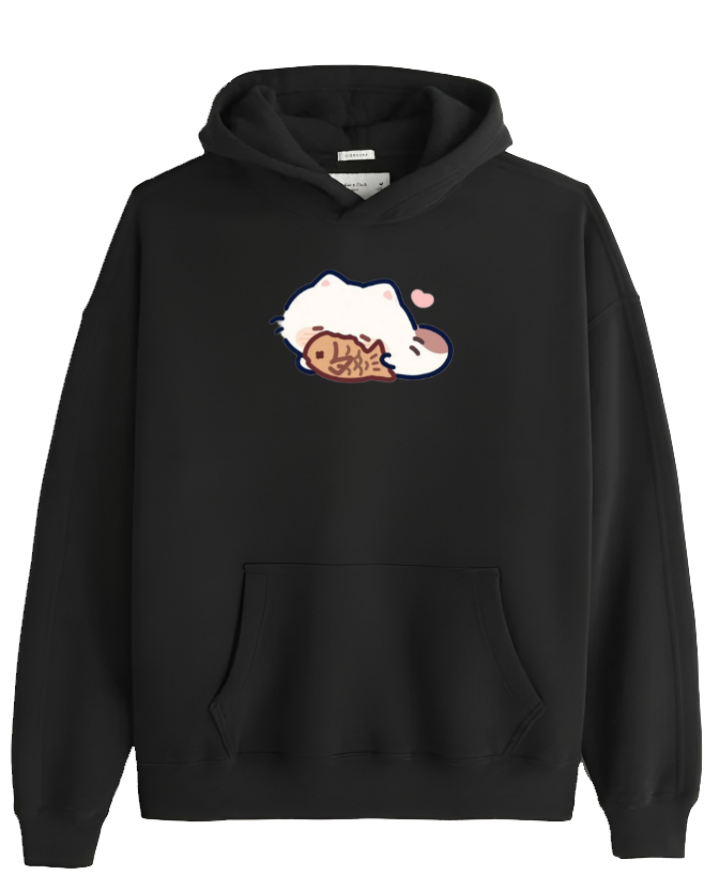 cat Oversize Hoodie Black 112