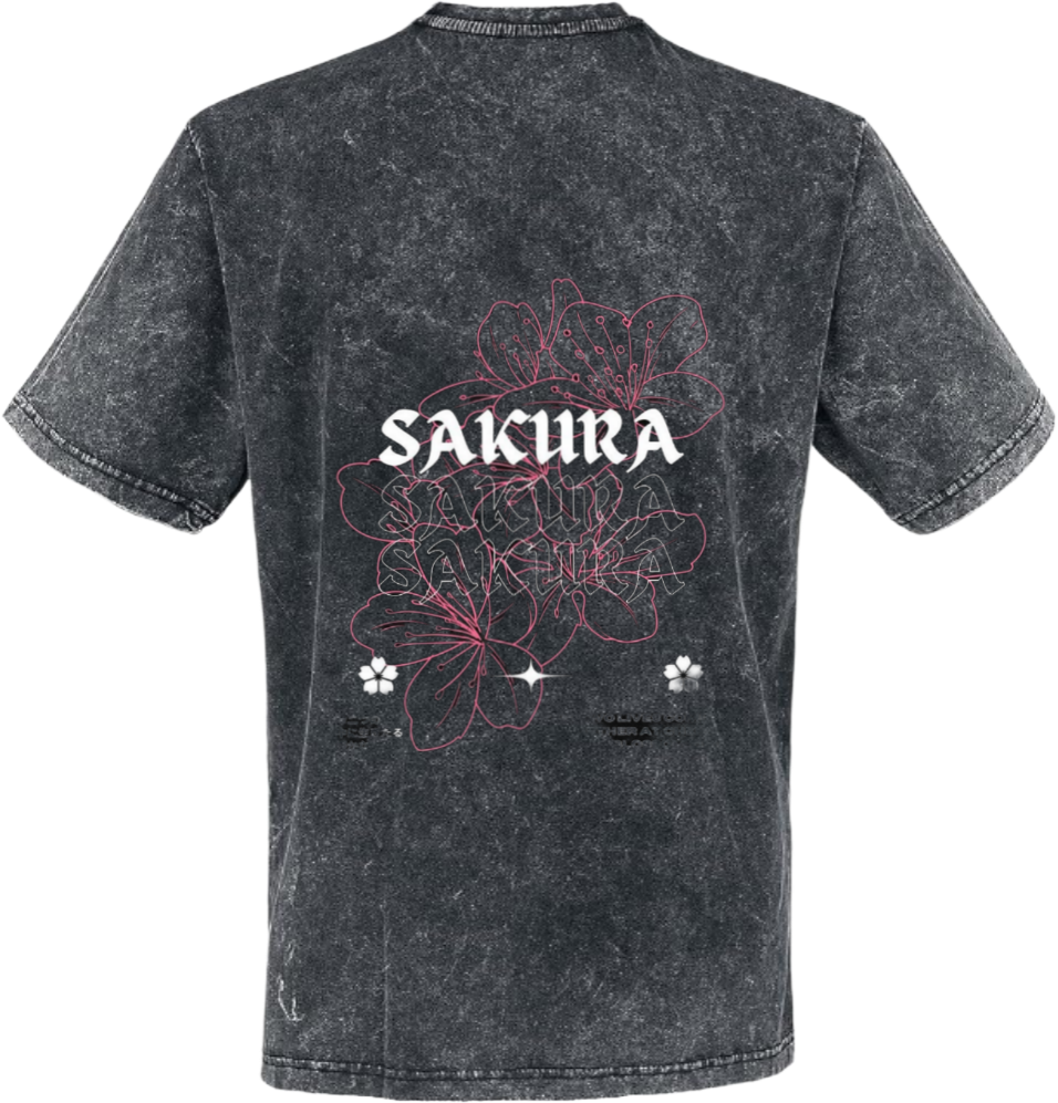 SAKURA t- shirt One Size Washed Back 112