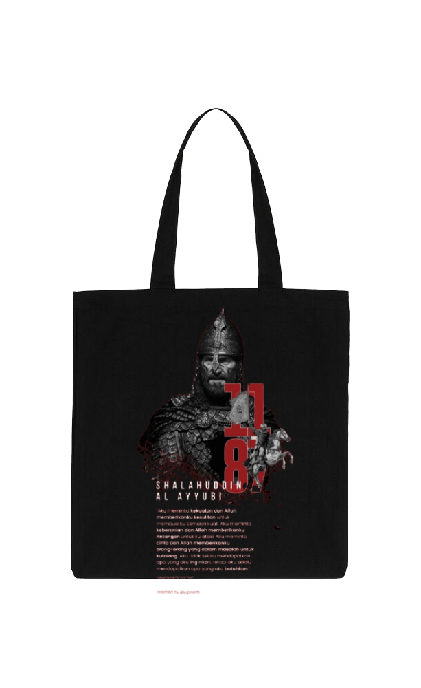 SHALAHUDDIN AL AYYUBI Back text tote bag Black 109
