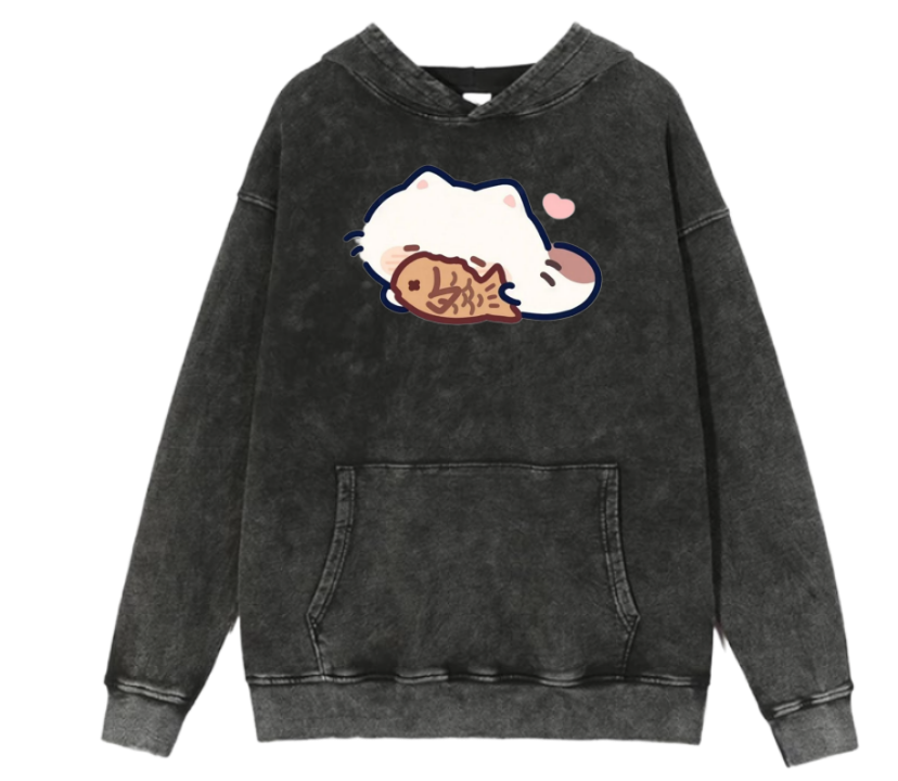 cat Oversize Hoodie Washed 113
