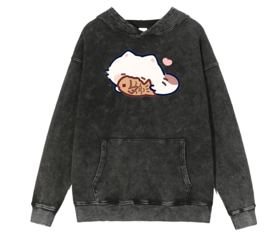 cat Oversize Hoodie Washed 113